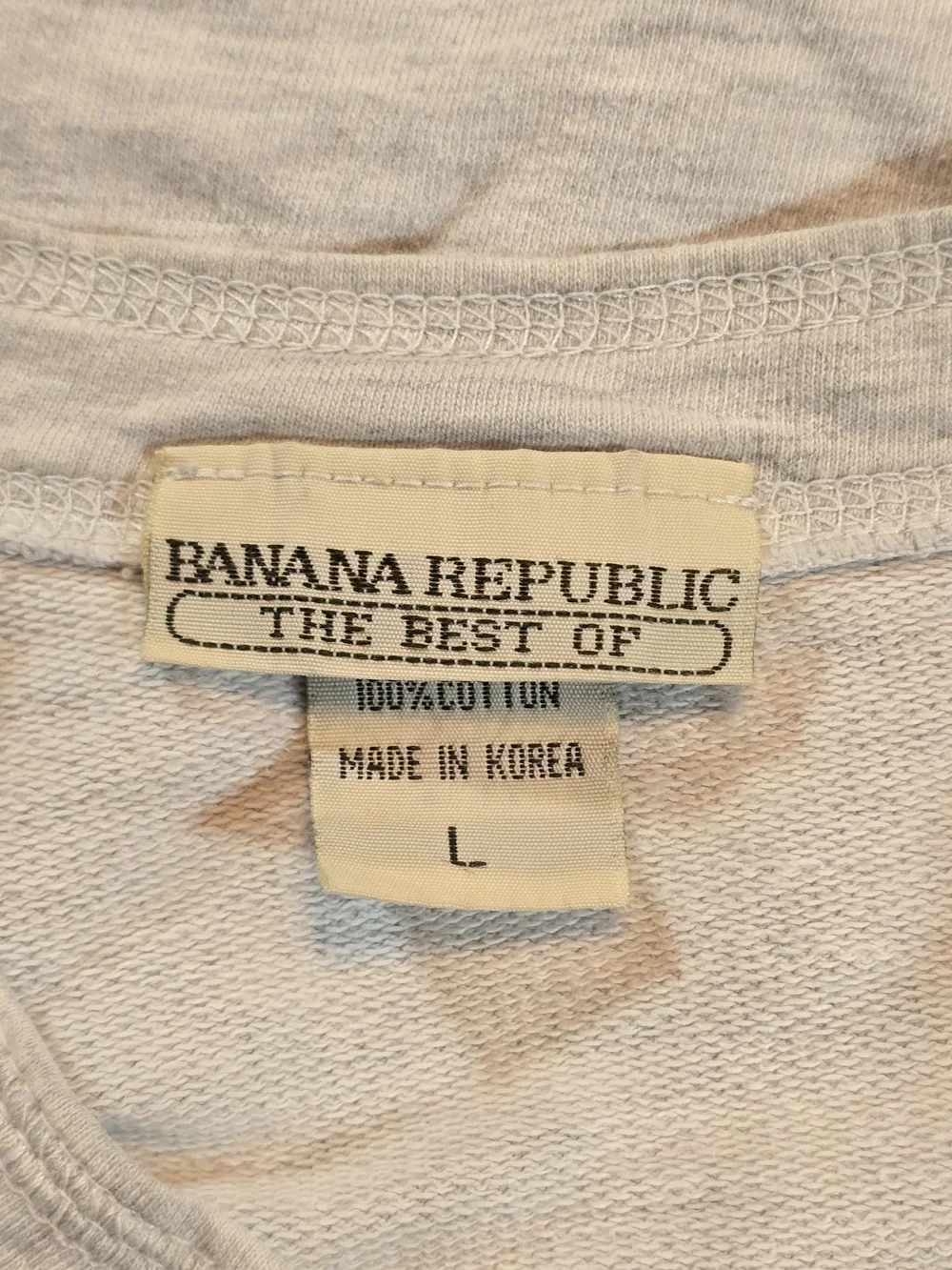 Banana Republic Men's Cream Henley Logo Long-Sleeve Shirt